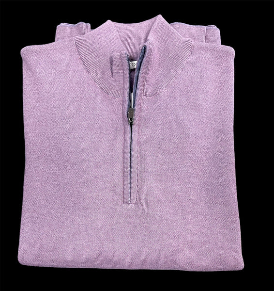 100% COTTON 1/ 4 ZIP SWEATER - LILAC