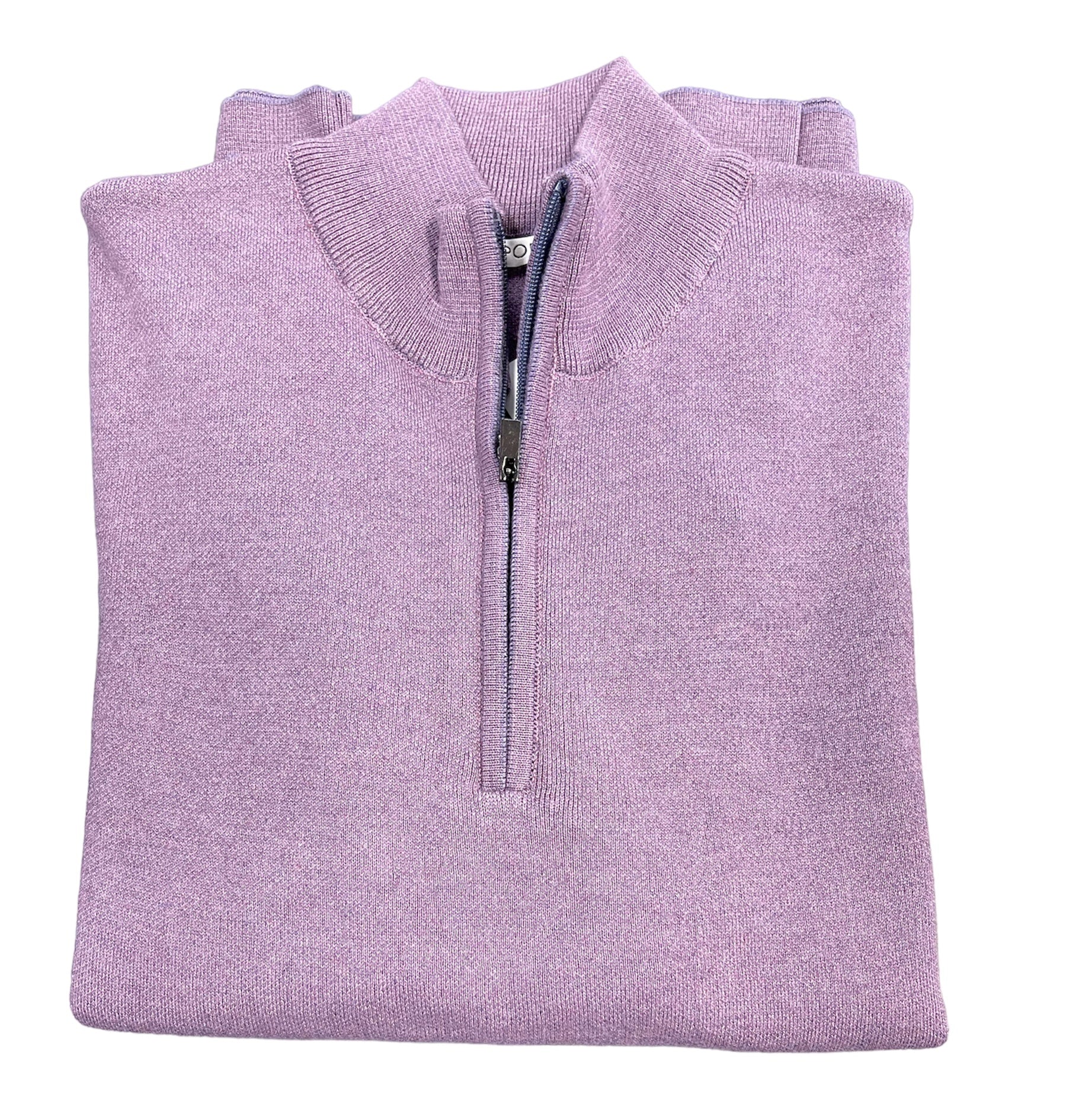 100% COTTON 1/ 4 ZIP SWEATER - LILAC