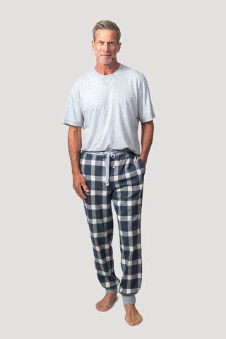 FLANNEL LOUNGE JOGGER - NAT/GRY/BLU