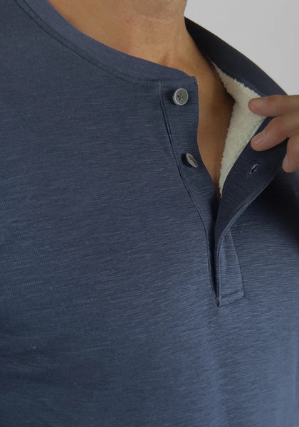 FUZZY LINED HENLEY - NAVY