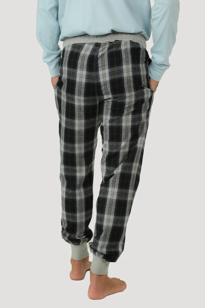 FLANNEL LOUNGE JOGGER - BLK/GRY/BLU