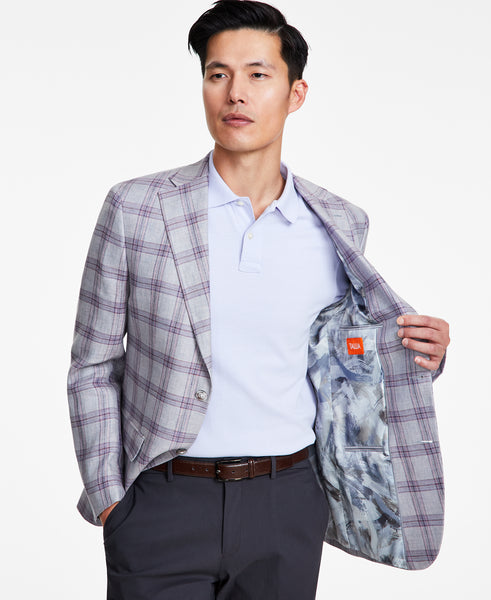 LINEN DERBY JACKET - GREY/PRP