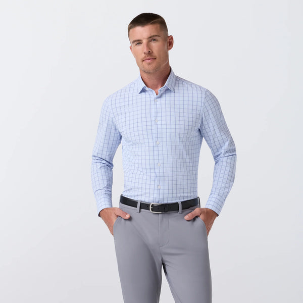 LEEWARD TRIM FIT WINDOWPANE - LT.BLUE/NAVY