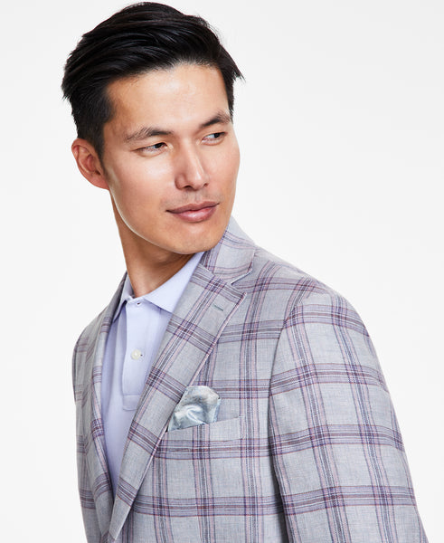 LINEN DERBY JACKET - GREY/PRP