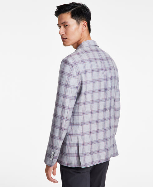 LINEN DERBY JACKET - GREY/PRP