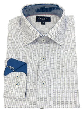 BOYS CHAINSTITCH SHIRT - W/BLUE