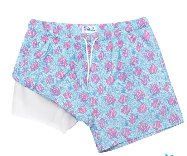 5 INCH SWIM SHORT - CORAL FISH