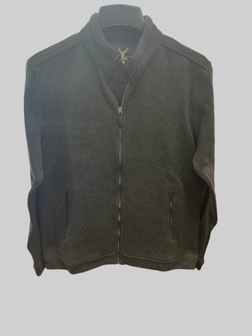 MELANGE FULL ZIP SWEATER - CHARCOAL