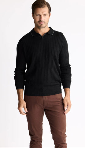 JOHNNY COLLAR SWEATER - BLACK