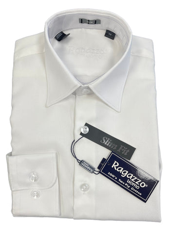 BOYS TEXTURED SLIM FIT - WHITE
