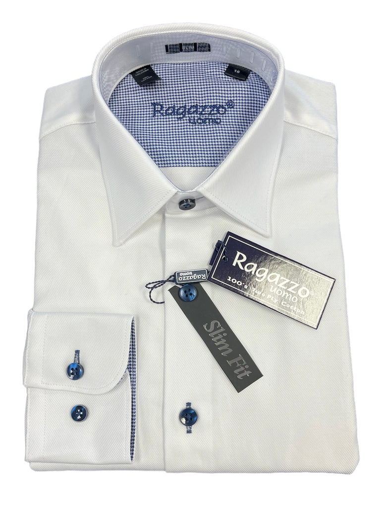 boys slim fit dress shirt BOYS SLIM FIT CONTRAST BUTTON/CUFF LS