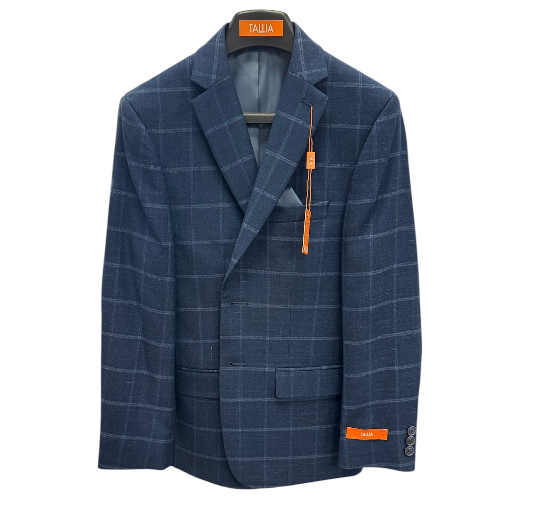 BOYS CHECK BLAZER - NAVY