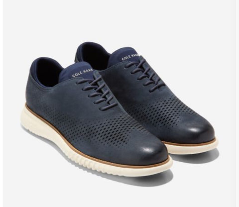 LASER CUT NUBUCK CUT WING - NAVY