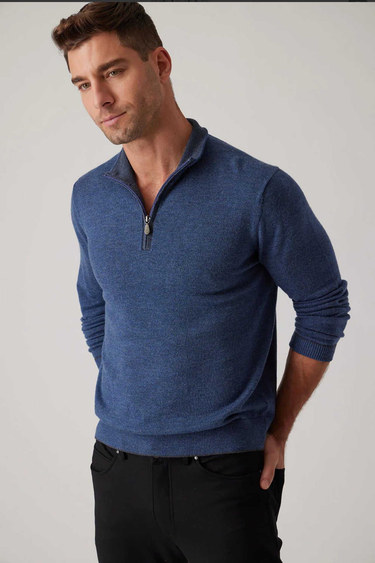 MERINO WOOL 1/4 ZIP - INDIGO