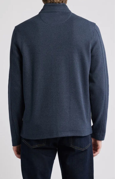 SUEDE FULL ZIP JACKET - NAVY