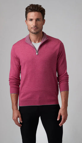 MERINO WOOL 1/4 ZIP - ROSEWATER