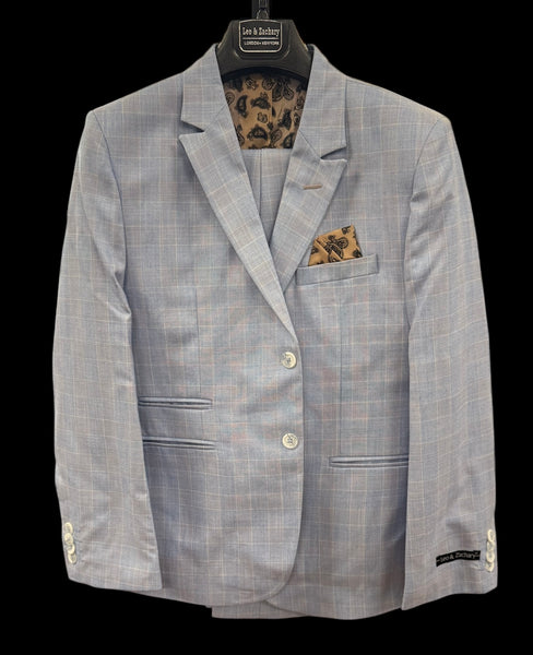 BOYS PLAID SUIT - BLUE