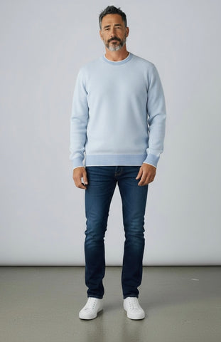 L/S STRIPE CREW - SKY