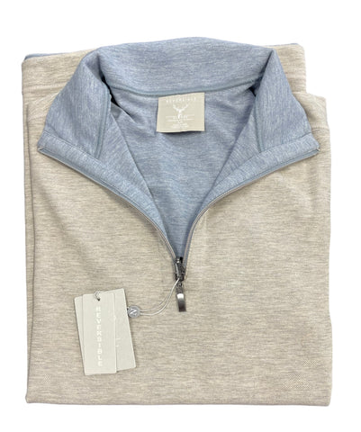 REVERSIBLE 1/4 ZIP - TAN/BLUE