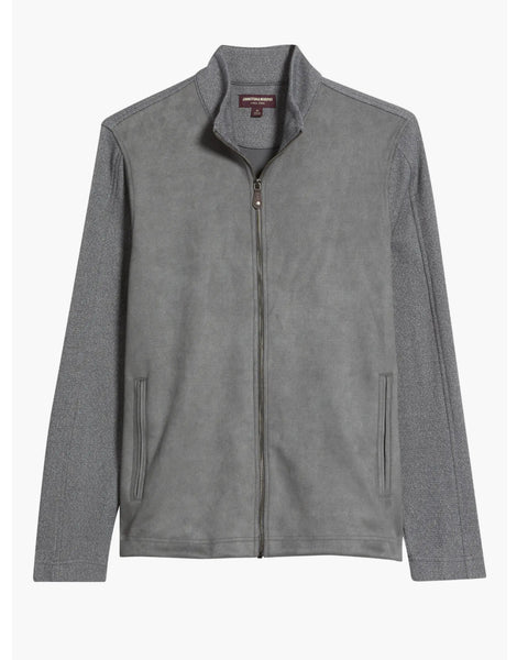 SUEDE FULL ZIP JACKET - GREY
