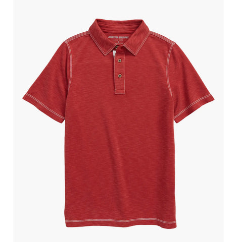 BOYS SS SLUBBY POLO - RED