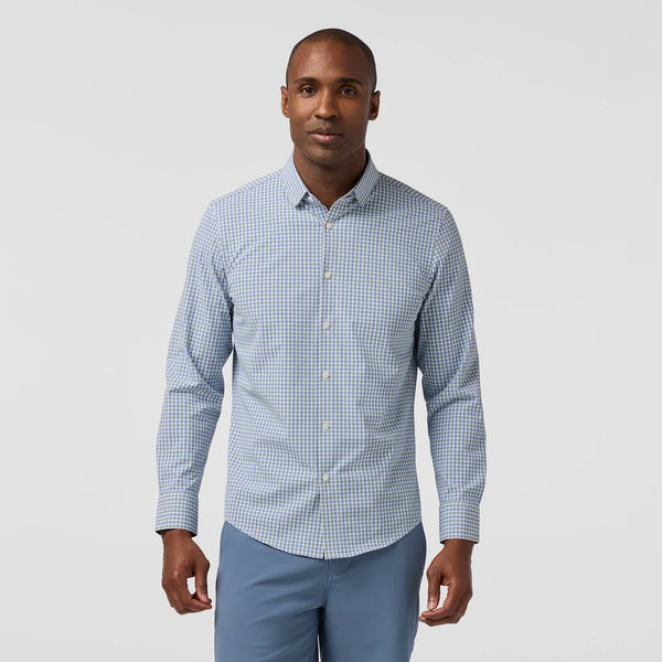 TRIM FIT UNTUCK GINGHAM - BLU/GRN