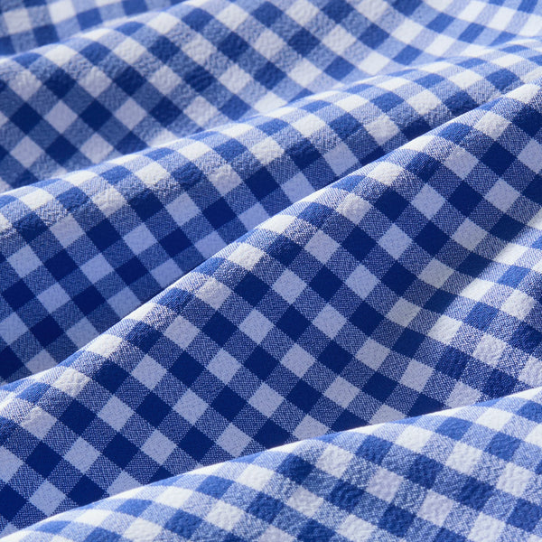 TRIM FIT NO TUCK GINGHAM - BLUE