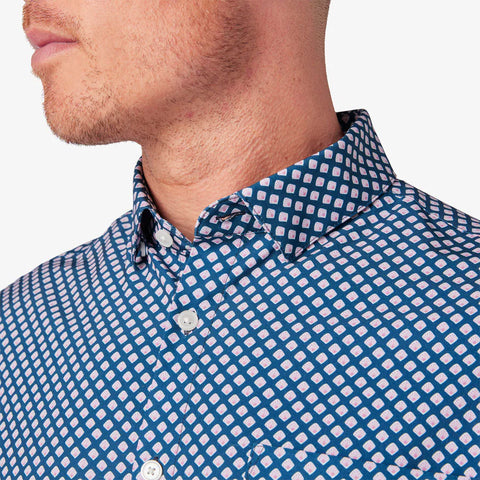 SS PERFORMANCE BUTTON UP - NAVY/PINK