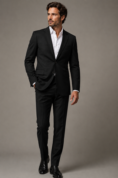TONAL WOOL SLIM FIT SUIT - BLACK/BLK