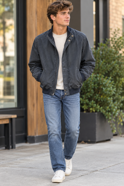 TWILL ZIP JACKET - NAVY