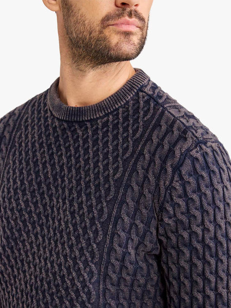 NEPTUNE CABLE SWEATER - NAVY