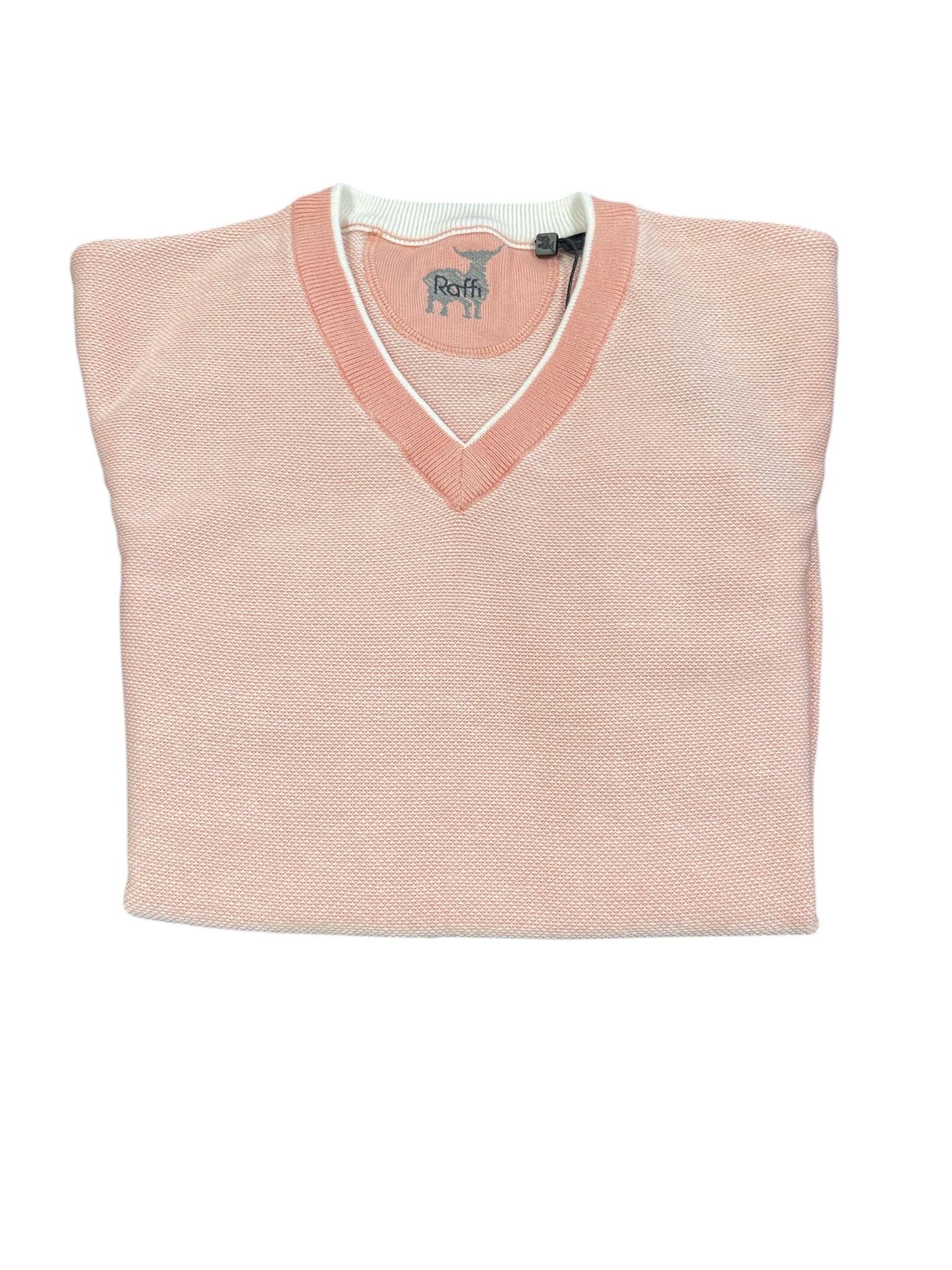 STITCH V-NECK SWEATER - SALMON