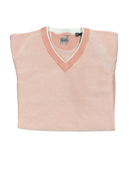 STITCH V-NECK SWEATER - SALMON