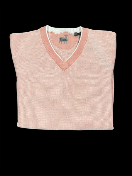 STITCH V-NECK SWEATER - SALMON