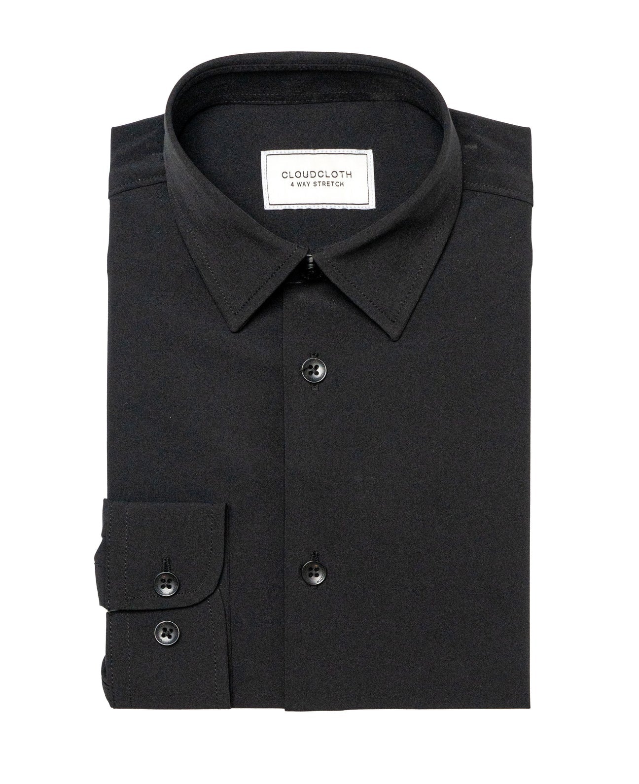 BOYS SOLID 4 WAY STRETCH SHIRT - BLACK