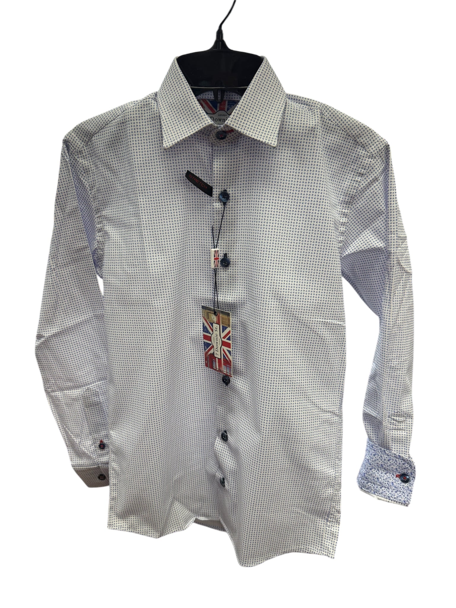 BOYS PARTY SHIRT - WHITE/BLUE