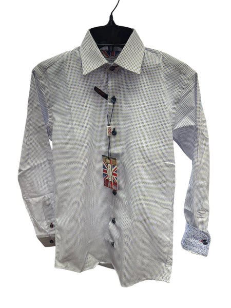 BOYS PARTY SHIRT - WHITE/BLUE