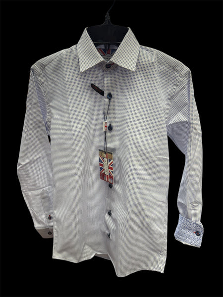BOYS PARTY SHIRT - WHITE/BLUE