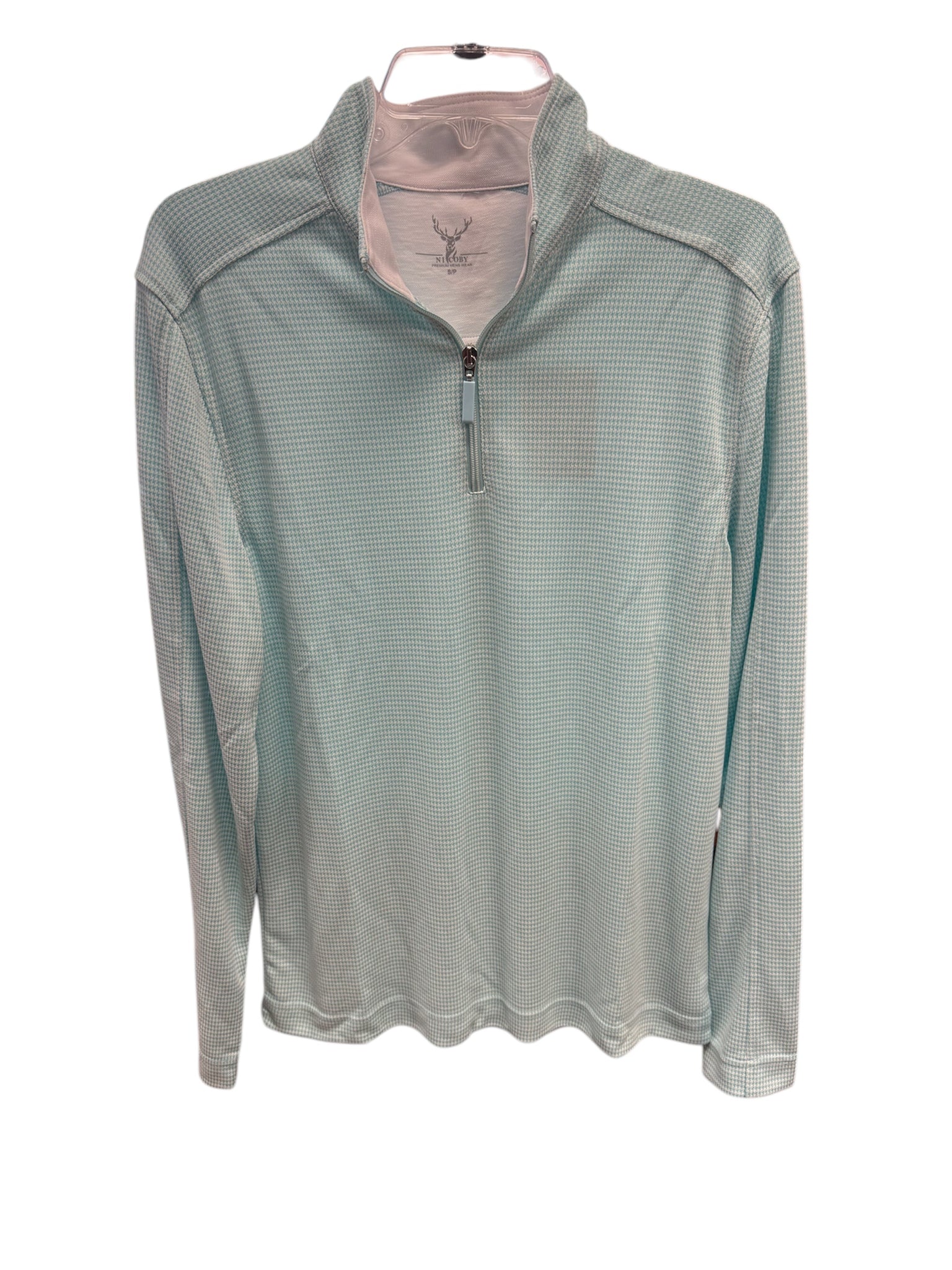 HOUNDSTOOTH 1/4 ZIP - GREEN