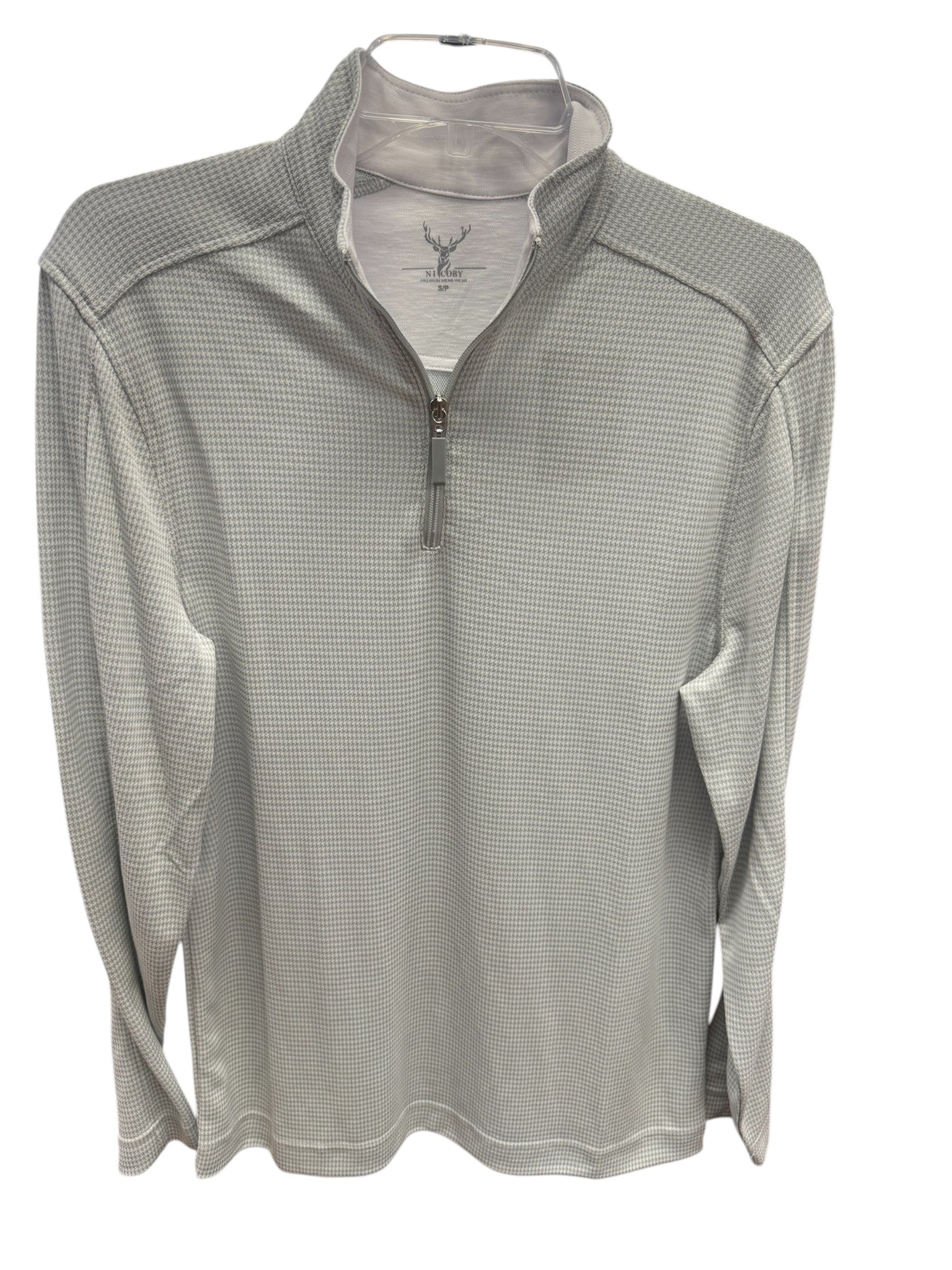 HOUNDSTOOTH 1/4 ZIP - GREY