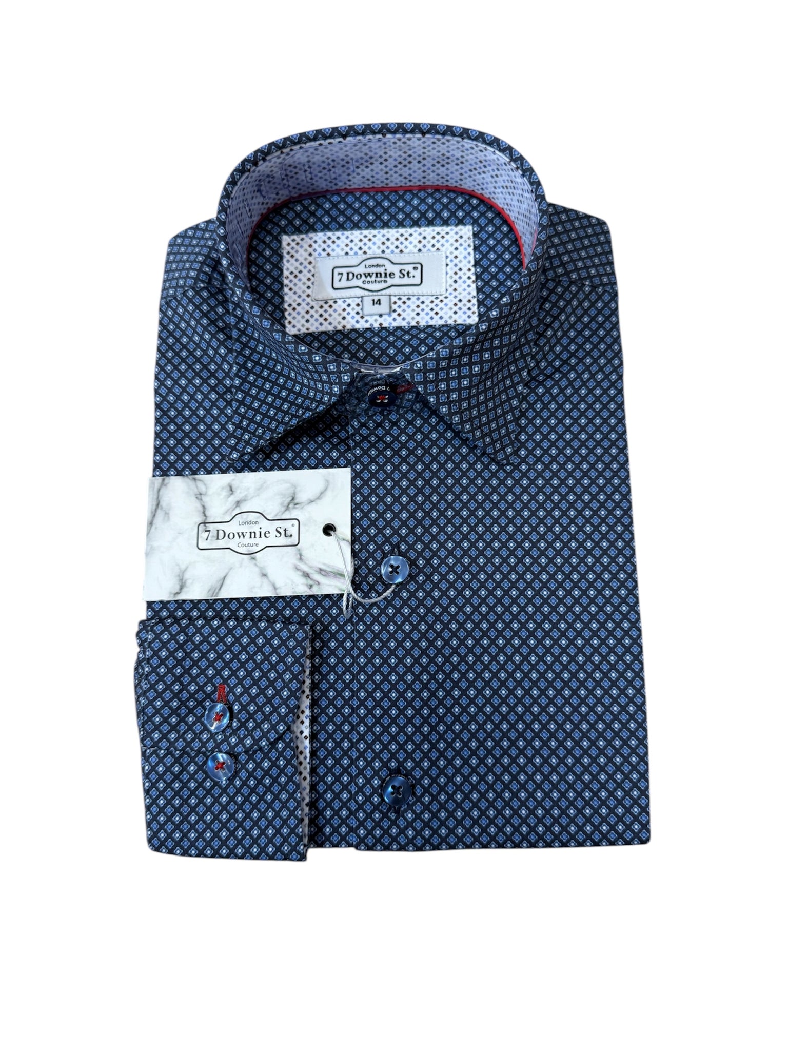 BOYS PARTY SHIRT - BLU/BLK
