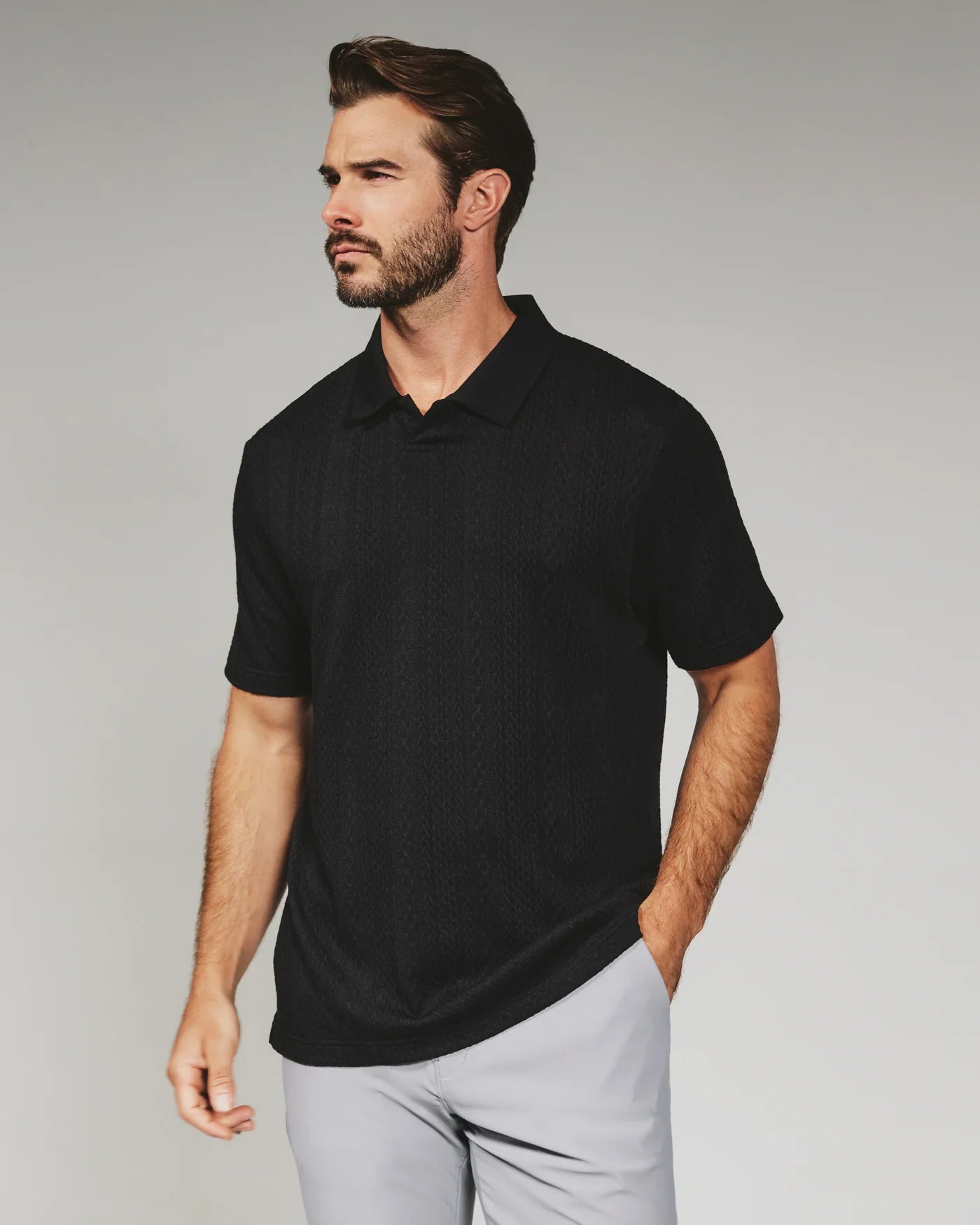ZAYNE SWEATER POLO - BLACK