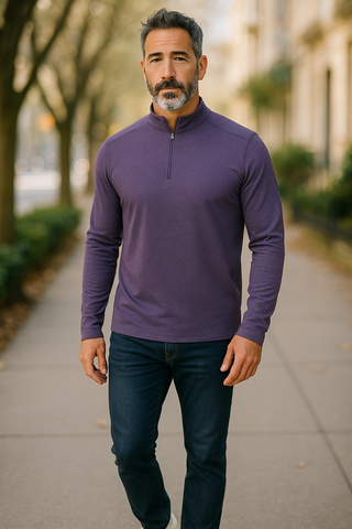 GANSEVOORT 1/4 ZIP - EGGPLANT