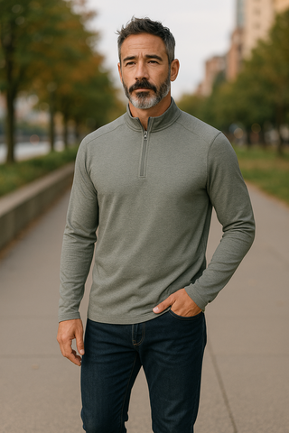 GANSEVOORT 1/4 ZIP - FOREST