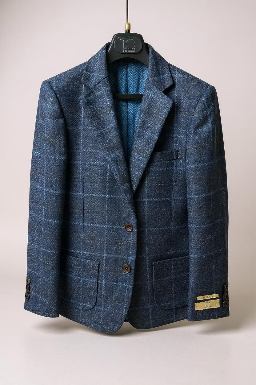 BOYS SLIM FIT SPORT COAT - BLUE PLAID