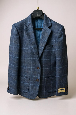 BOYS HUSKY FIT SPORT COAT - BLUE PLAID