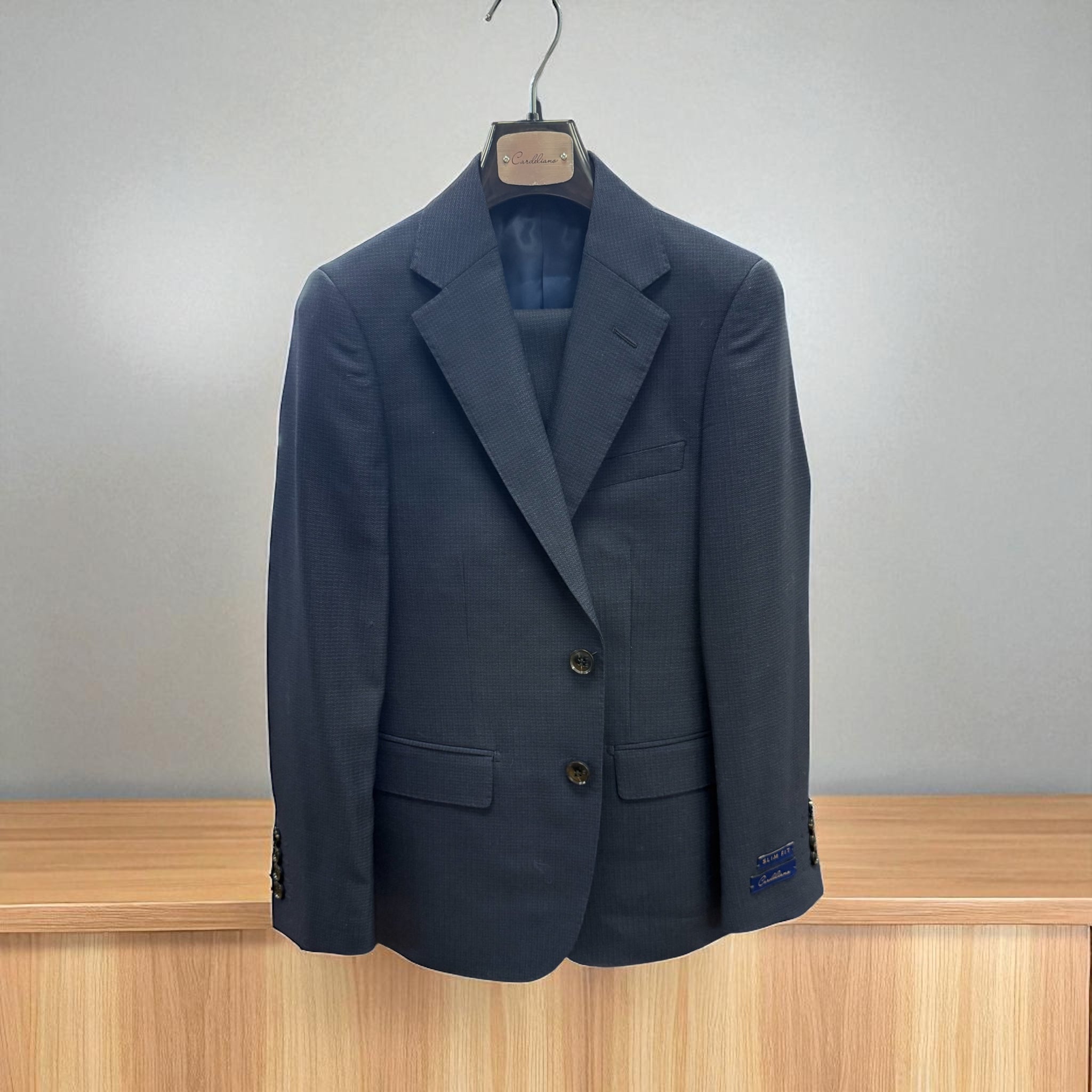 BOYS HUSKY WOOL FASHION SUIT - NAVY