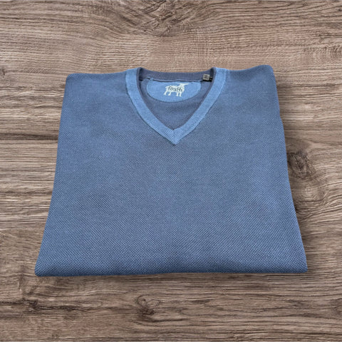 STITCH V-NECK SWEATER - MIDNIGHT
