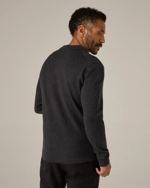 BELFORD MELANGE  LS POLO - CHARCOAL