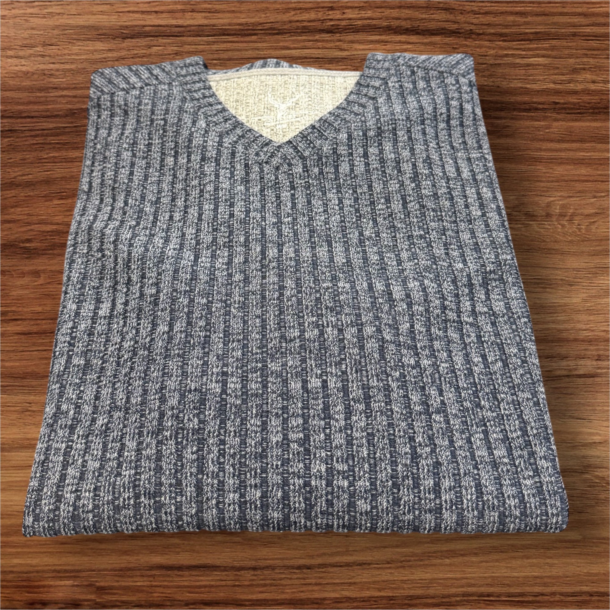LS RIB KNIT VNECK - NAVY